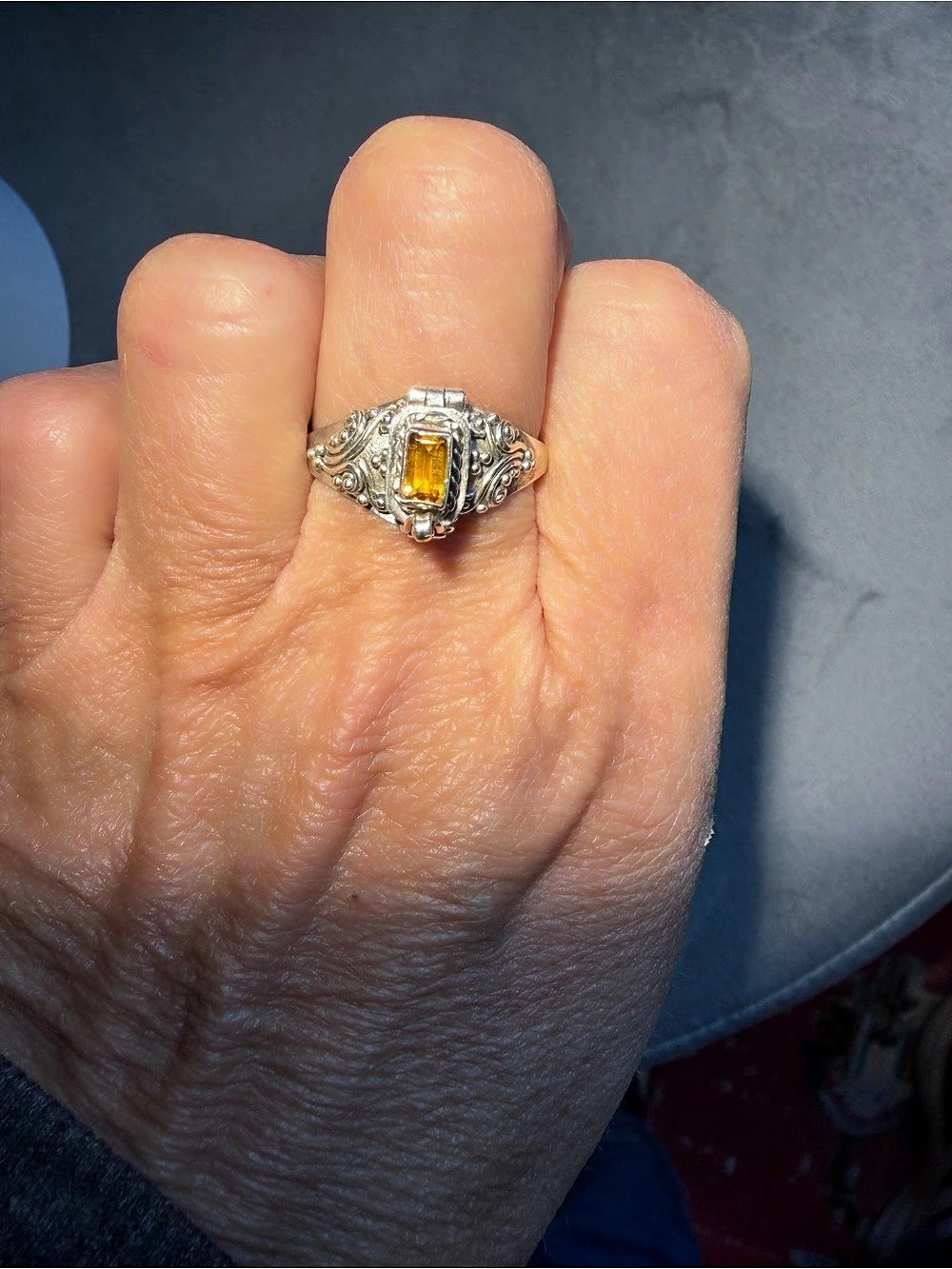 Sterling Secret Compartment Ring sz 10